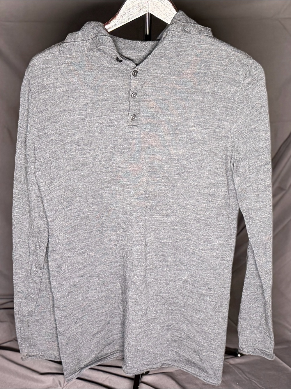Nordstrom Halogen 100% Merino Wool Gray Henley Long Sleeve Shirt